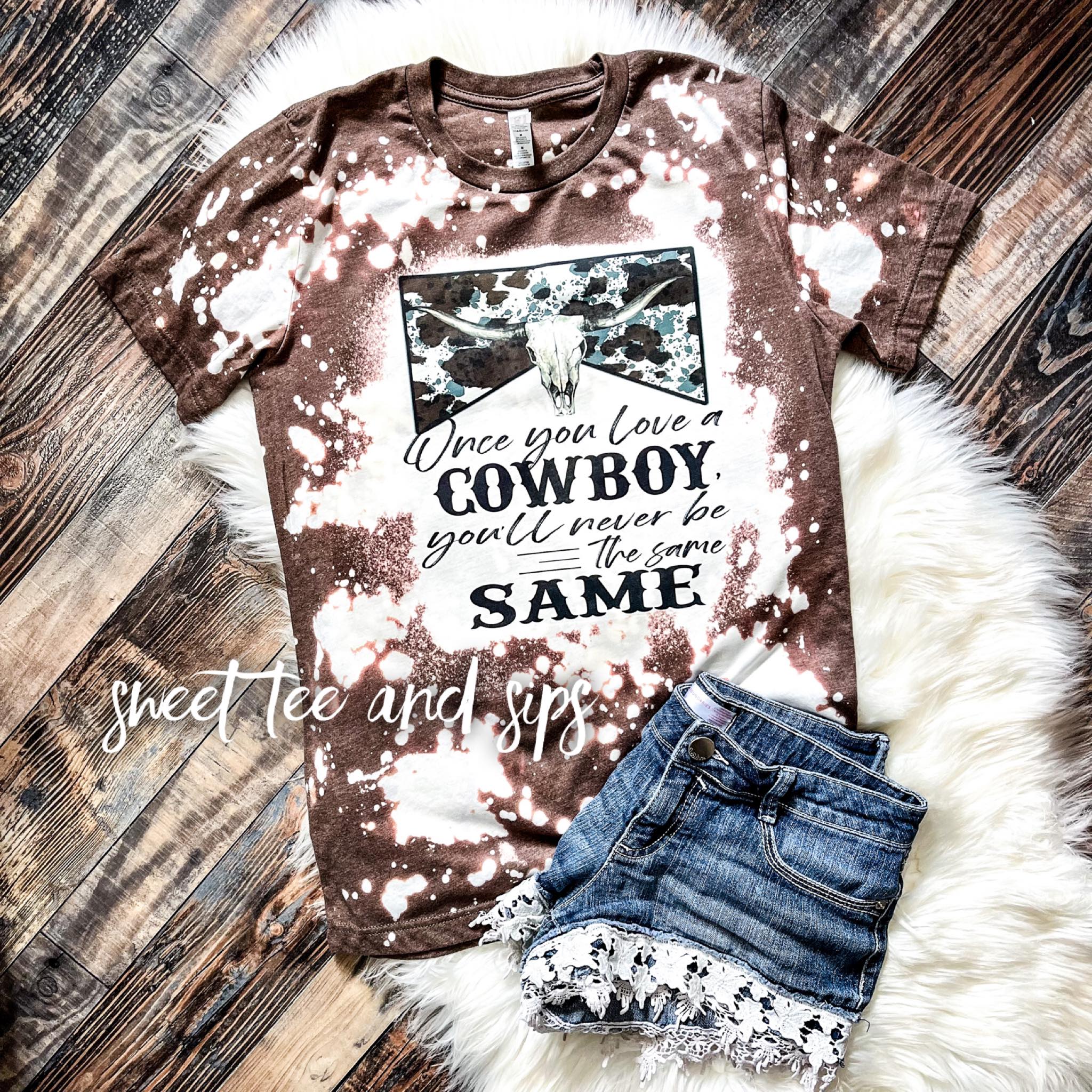 Once you love a cowboy, Western shirt, Cowhide shirt, Country