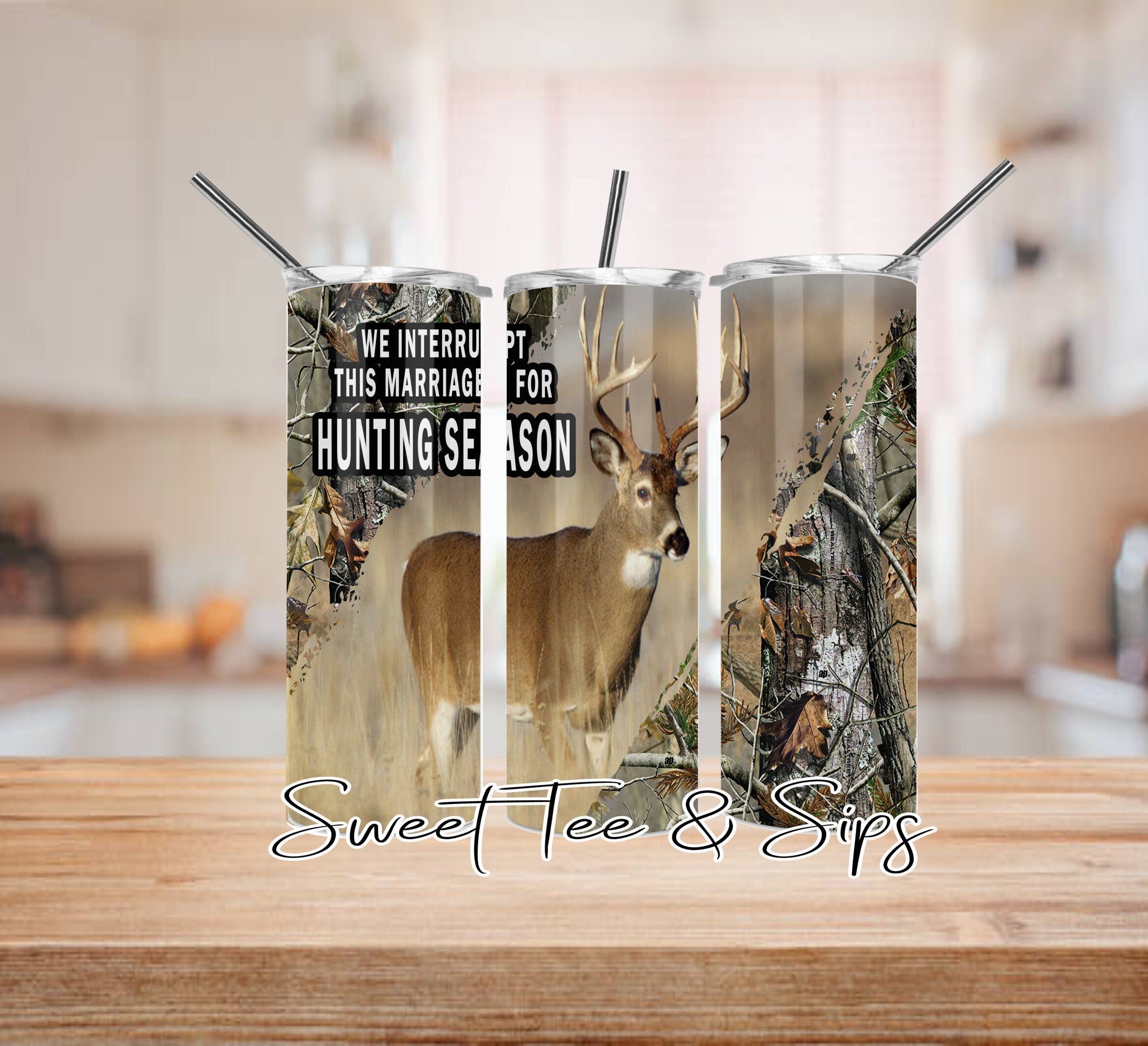 Hunting Camo Tumbler, 20 oz Tumbler With Straw And Lid For Him Fathers Day  Gift